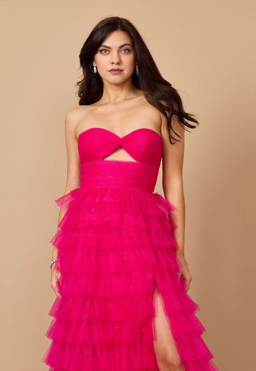 Bandeau Ruffle Skirt Prom Ball Gown