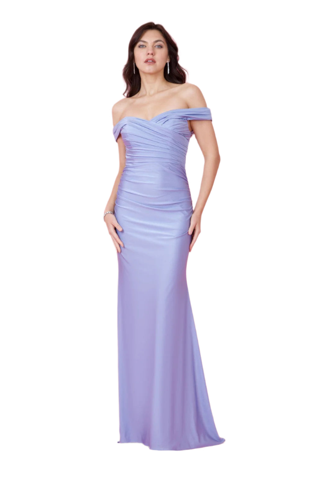 Kos Couture Full-Length Stretch Formal Gown Off Shoulder Dress - FRENCH PERIWINKLE - FRONT VIEW 2