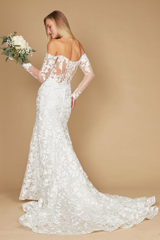 Wedding Dresses Lace Long Off Shoulder Mermaid Wedding Dress Off White