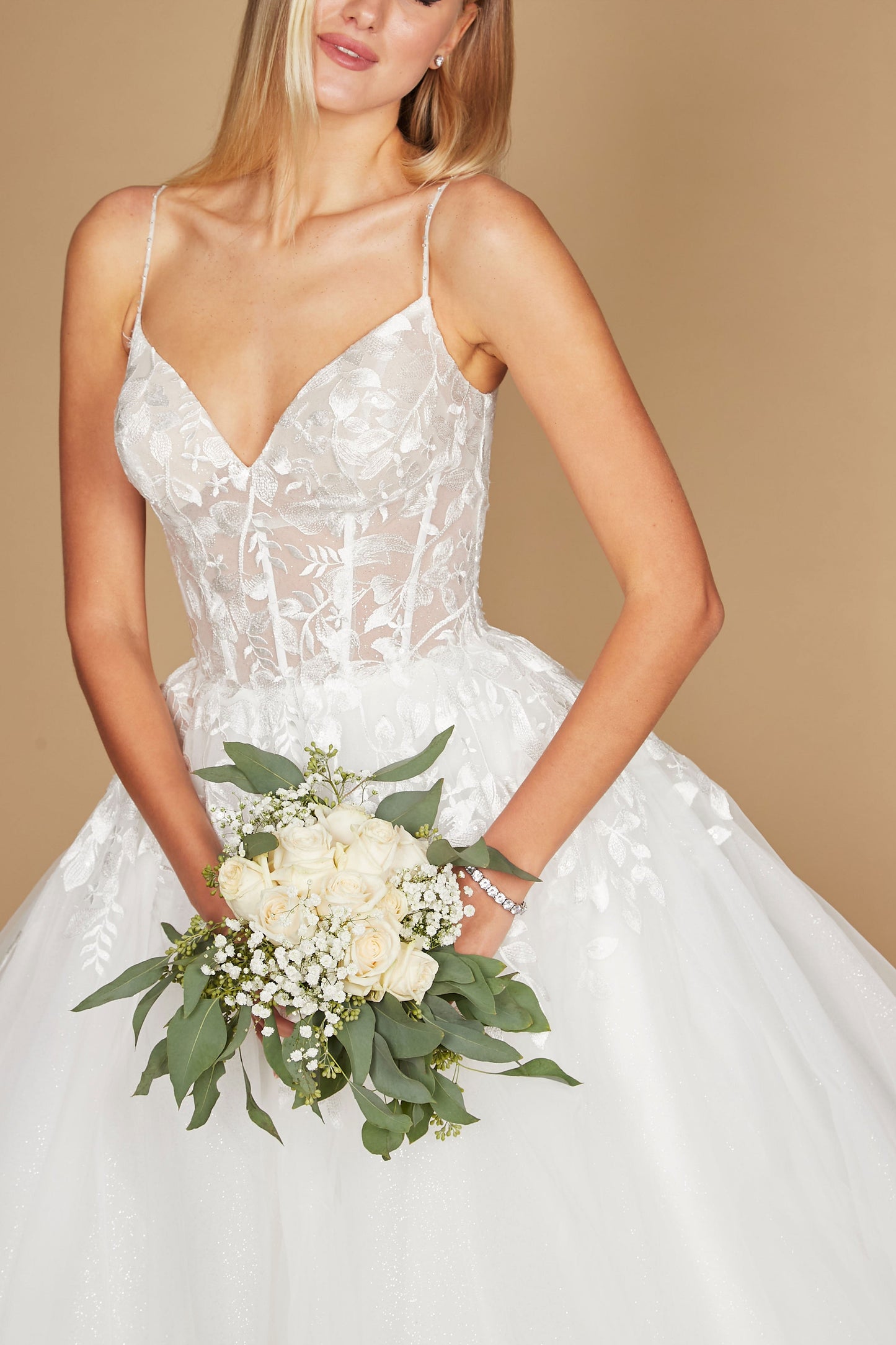 Wedding Dresses Simple Long Spaghetti Strap Wedding Dress Off White