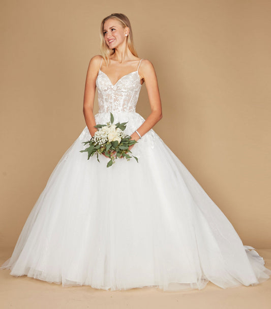 Wedding Dresses Simple Long Spaghetti Strap Wedding Dress Off White