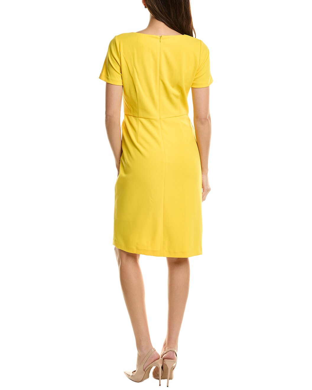 Donna Ricco Asymmetrical Neckline Hook-And-Eye Zipper Closure Pleated Split Hem Knee-Length Dress
- DANDELION - back