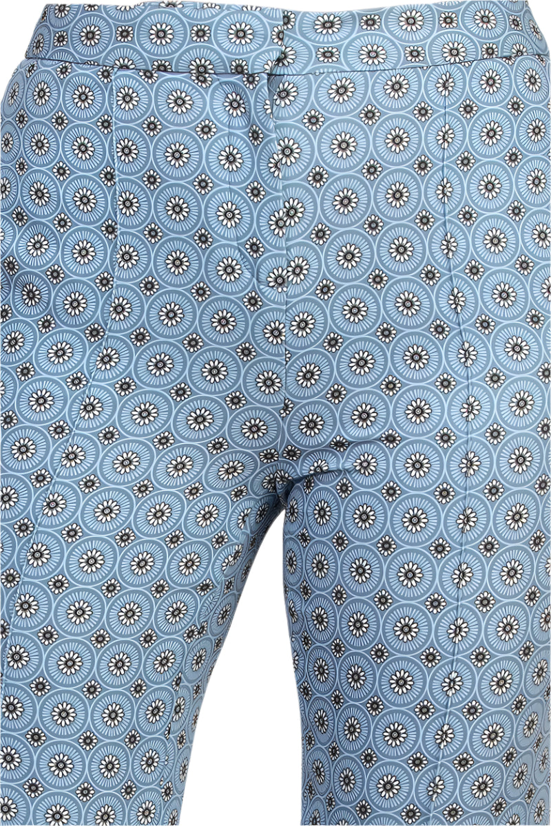 Elie Tahari Camryn Floral Side Seam Pockets Banded Waist Straight-Leg Pants - print - fabric