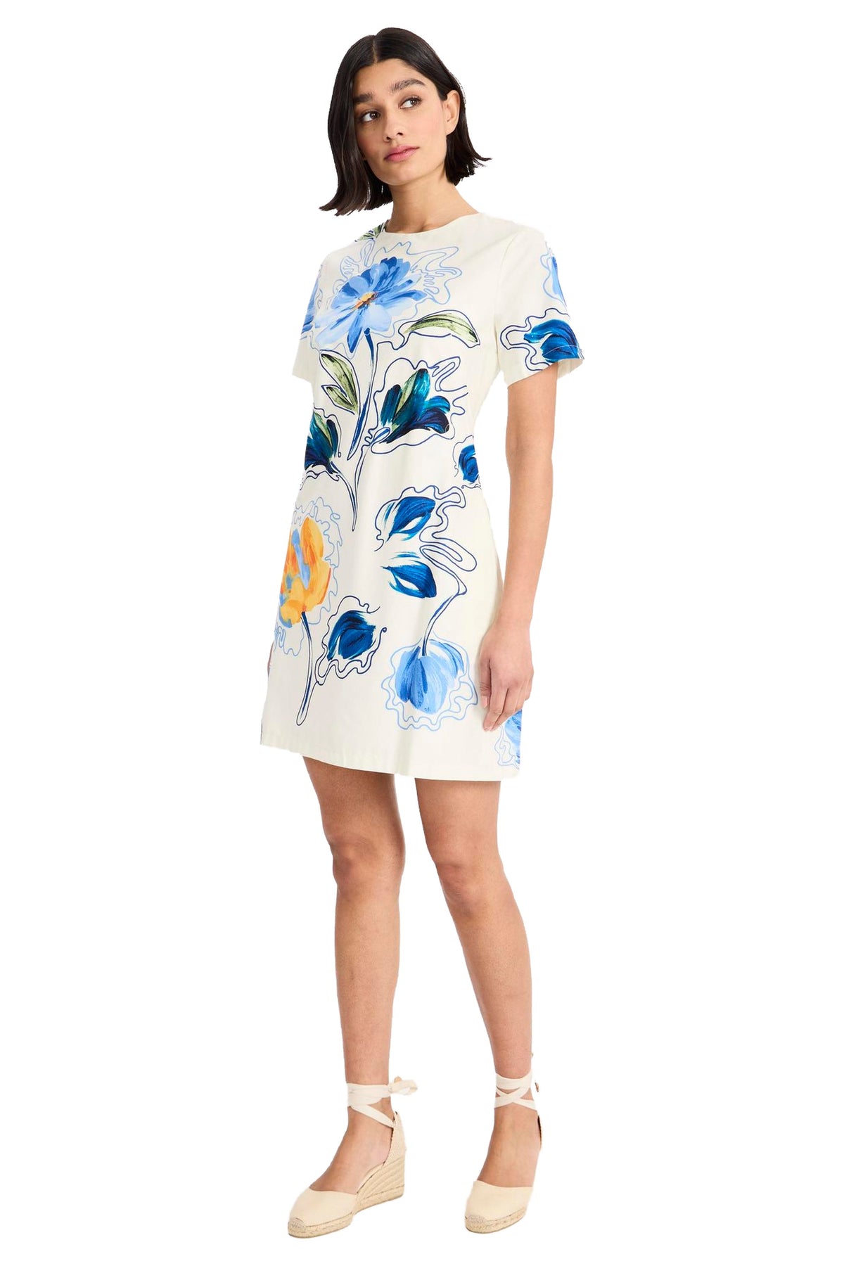 Maggy London Cap Sleeve Asymmetrical Midi Dress in Blue G6344M