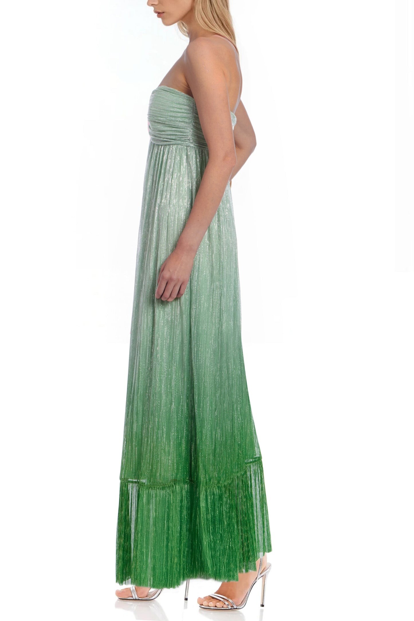 Badgley Mischka Sweetheart Neckline Empire Waist Shimmering Strapless Gown Dress