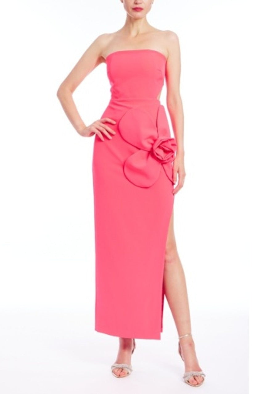 Jewel by Badgley Mischka Strapless 3D Flower Column Gown J0399 Wholesale