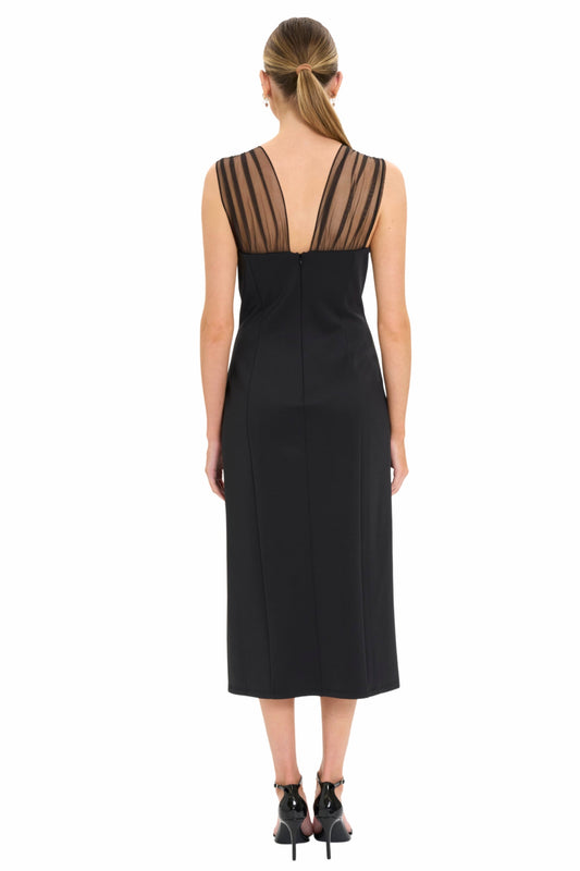 Maggy London Belted Long Sleeve Sheath Dress in Black G7051M