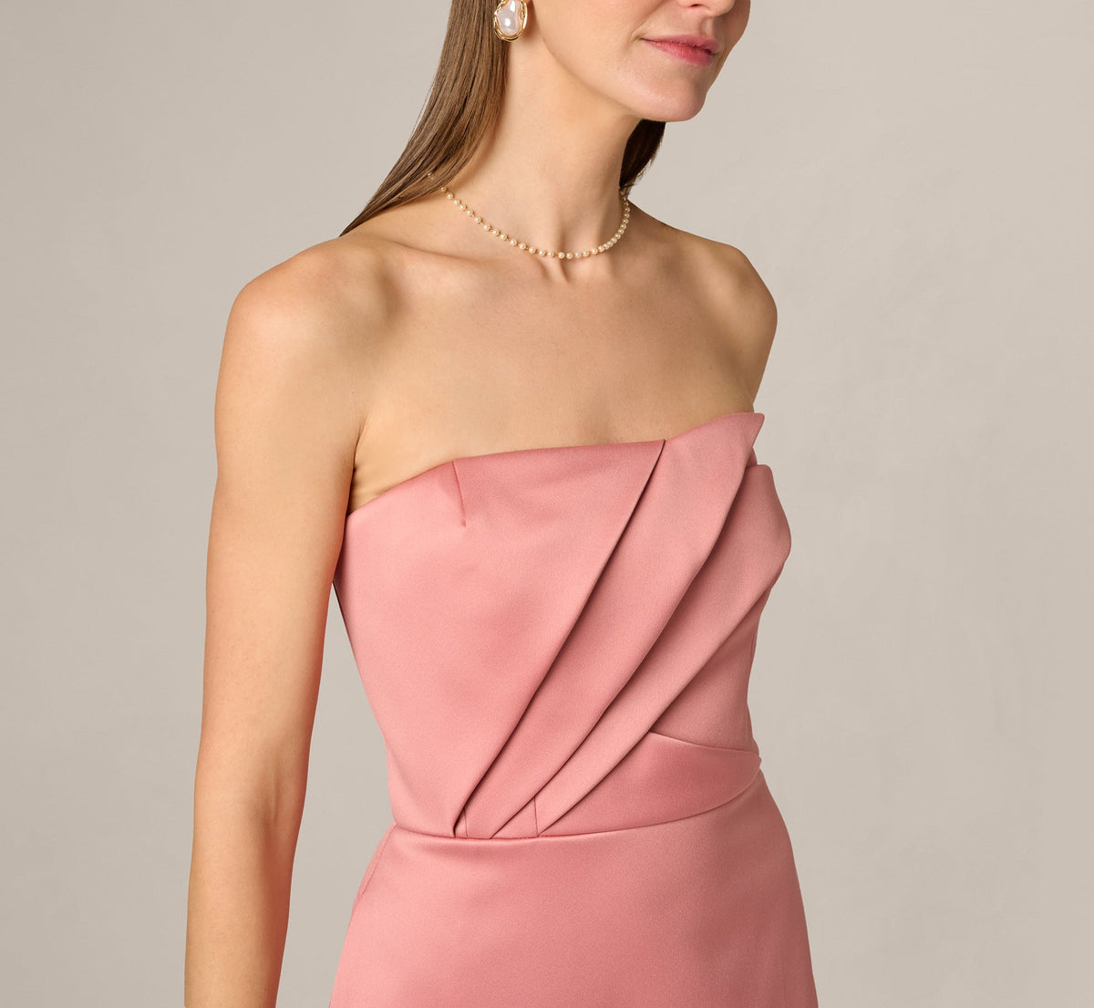 Strapless Satin High Slit Gown Aidan Mattox MD1E209846