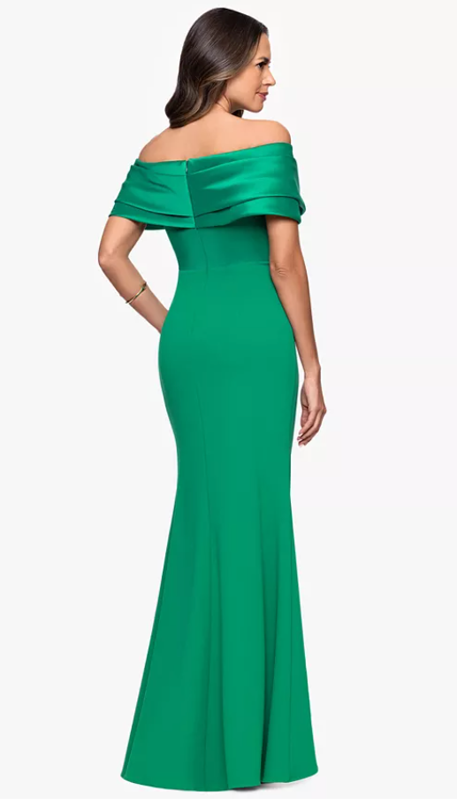 Wholesale Off-the-Shoulder Floor-Length Satin Evening Gown Sheath/Column Betsy & Adam A25197P