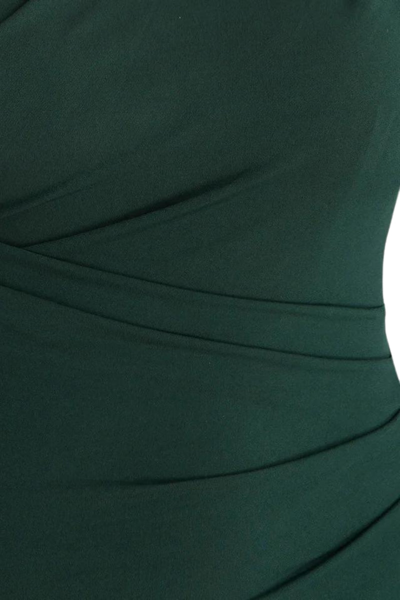 Connected Apparel Asymmetrical Floor Length Chiffon Dress - HUNTER - Fabric