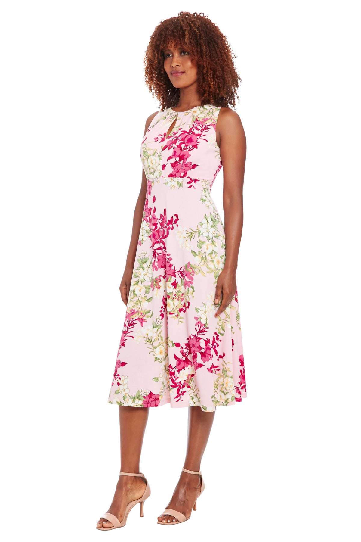 London Times Sleeveless Keyhole Floral Midi Dress T4470M Wholesale