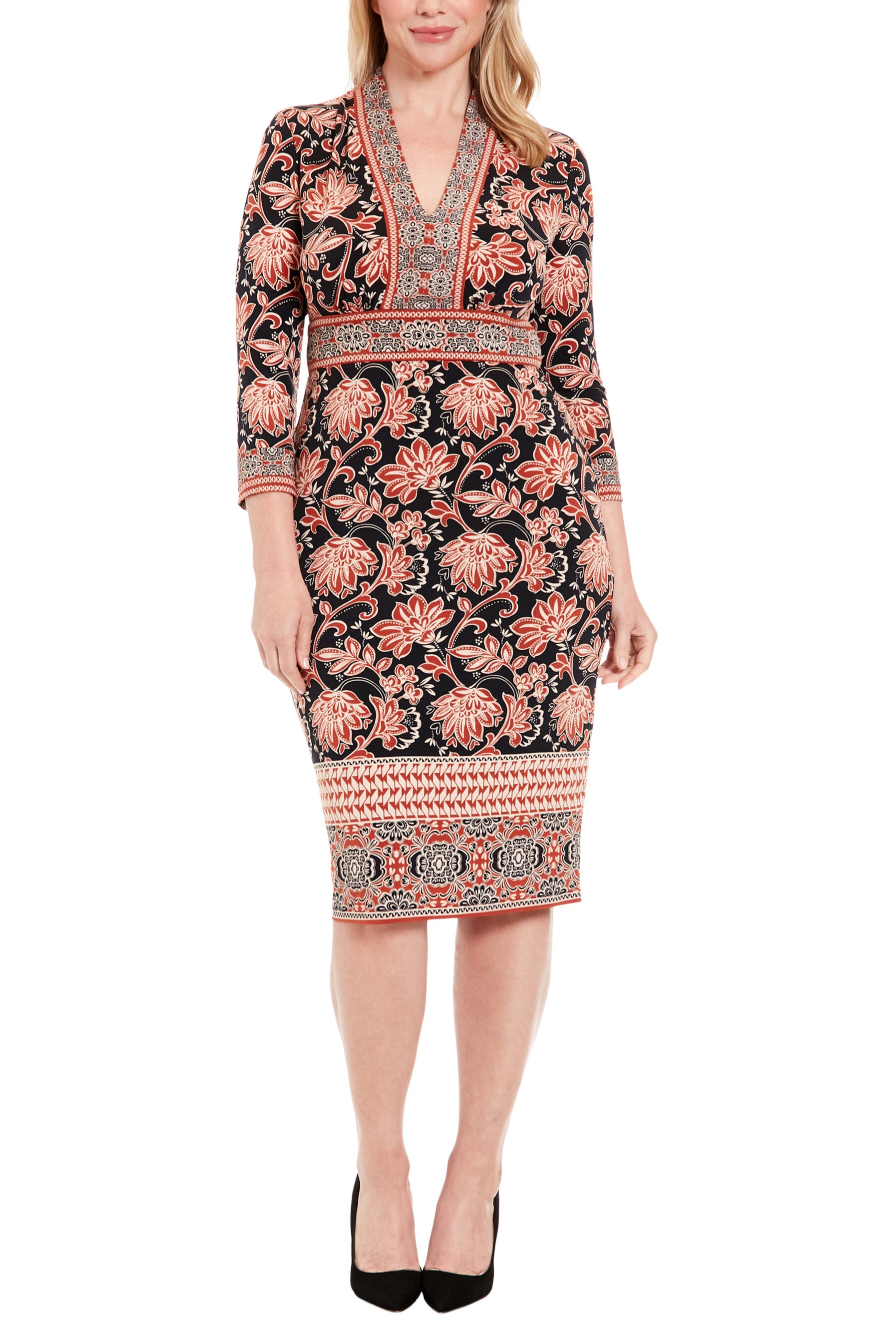 Floral Paisley Sheath Dress | Wholesale – Immediate Apparel