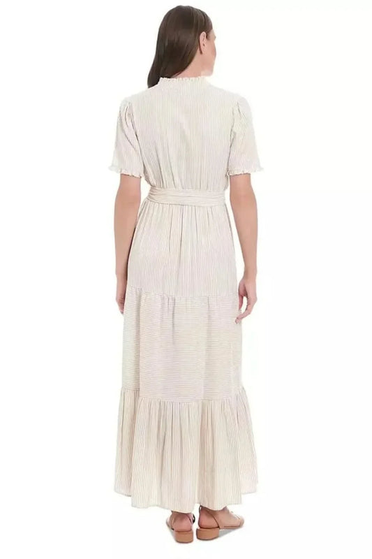London Times Stripe Tiered Maxi Dress T7395M