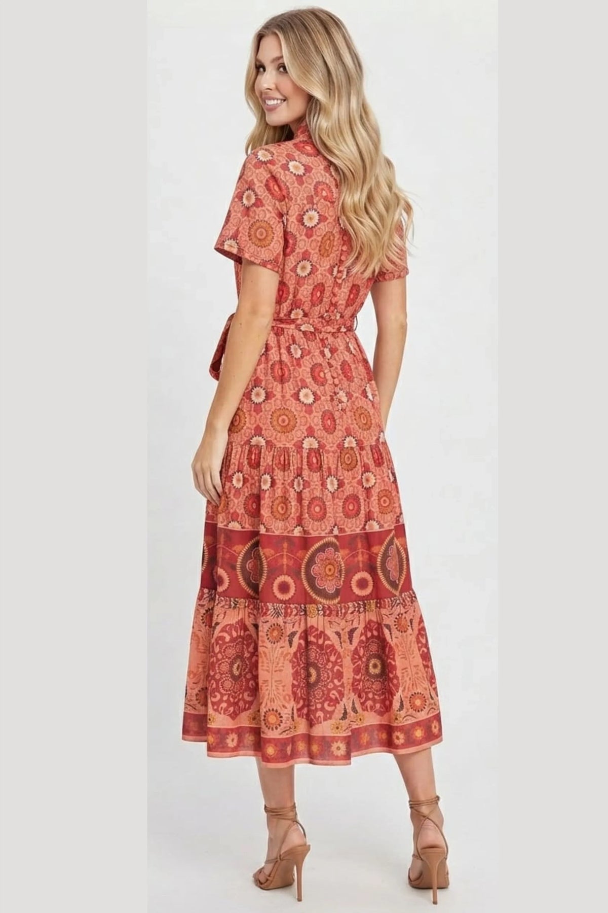 London Times Floral Print A Line Maxi Dress T8052M