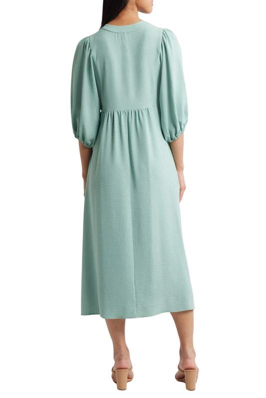 Seafoam V-Neck Tea-Length Crepe Casual Maxi Dress Pockets Connected Apparel TRM54766