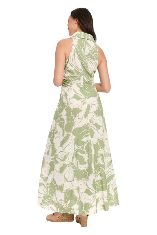 London Times Black and Beige Floral Flutter Sleeve Midi Dress T10228M