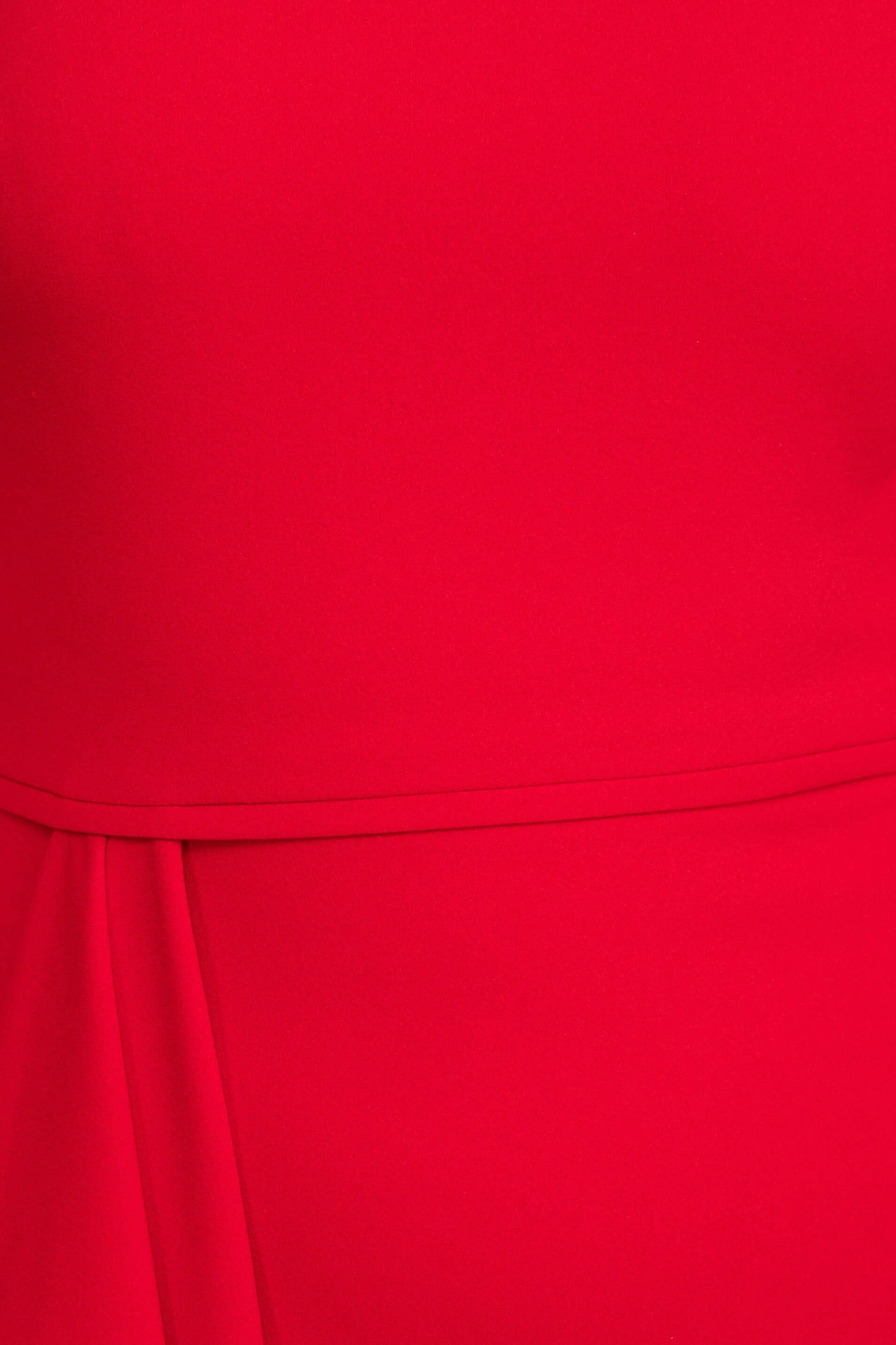 Betsey and Adam Asymmetrical Neck Cap Sleeve Flutter Side Slit Side Zipper Back Solid Scuba Dress - RED - fabric