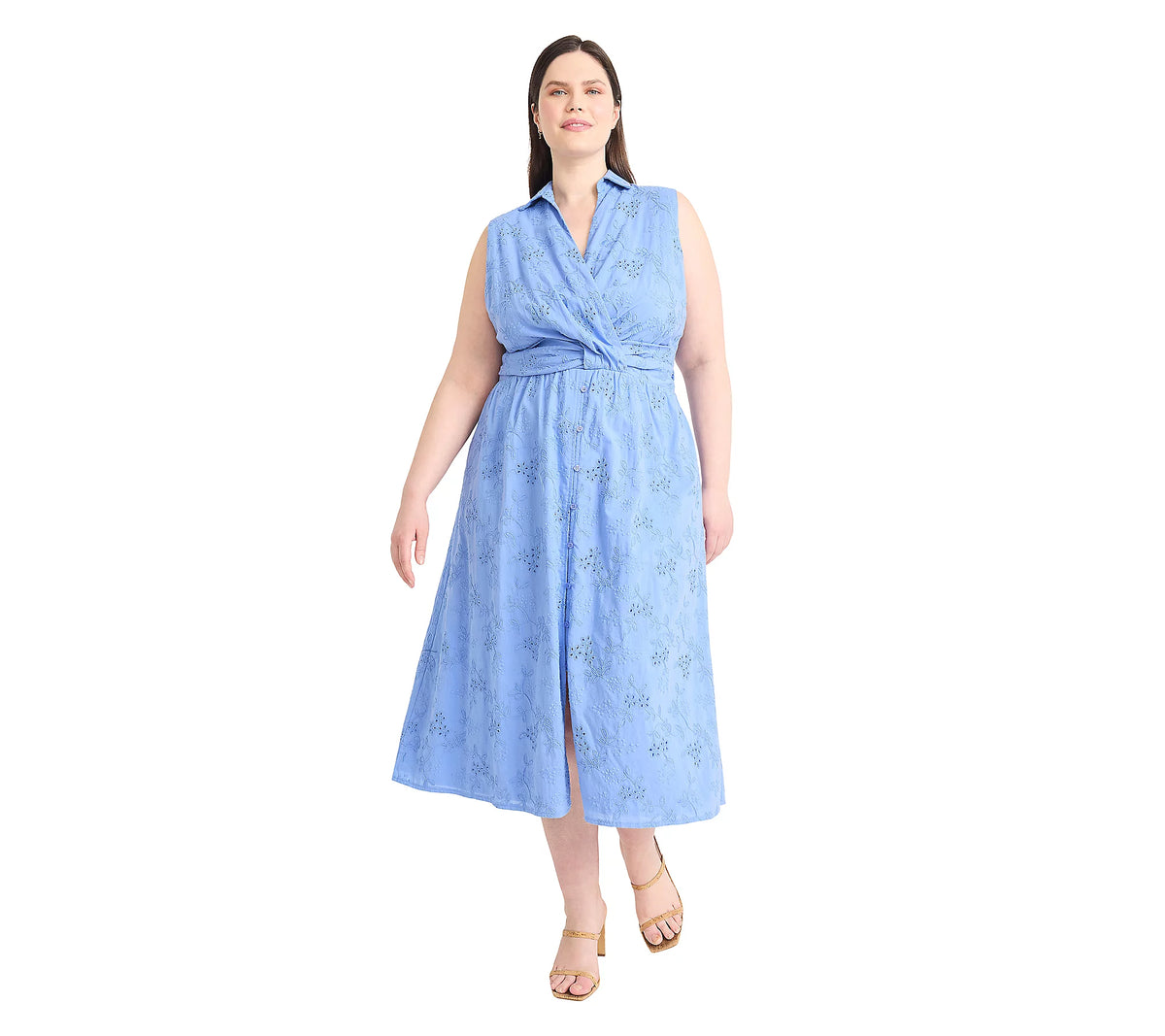 Maggy London Mock Neck Short sleeve Dress in Blue G6447M
