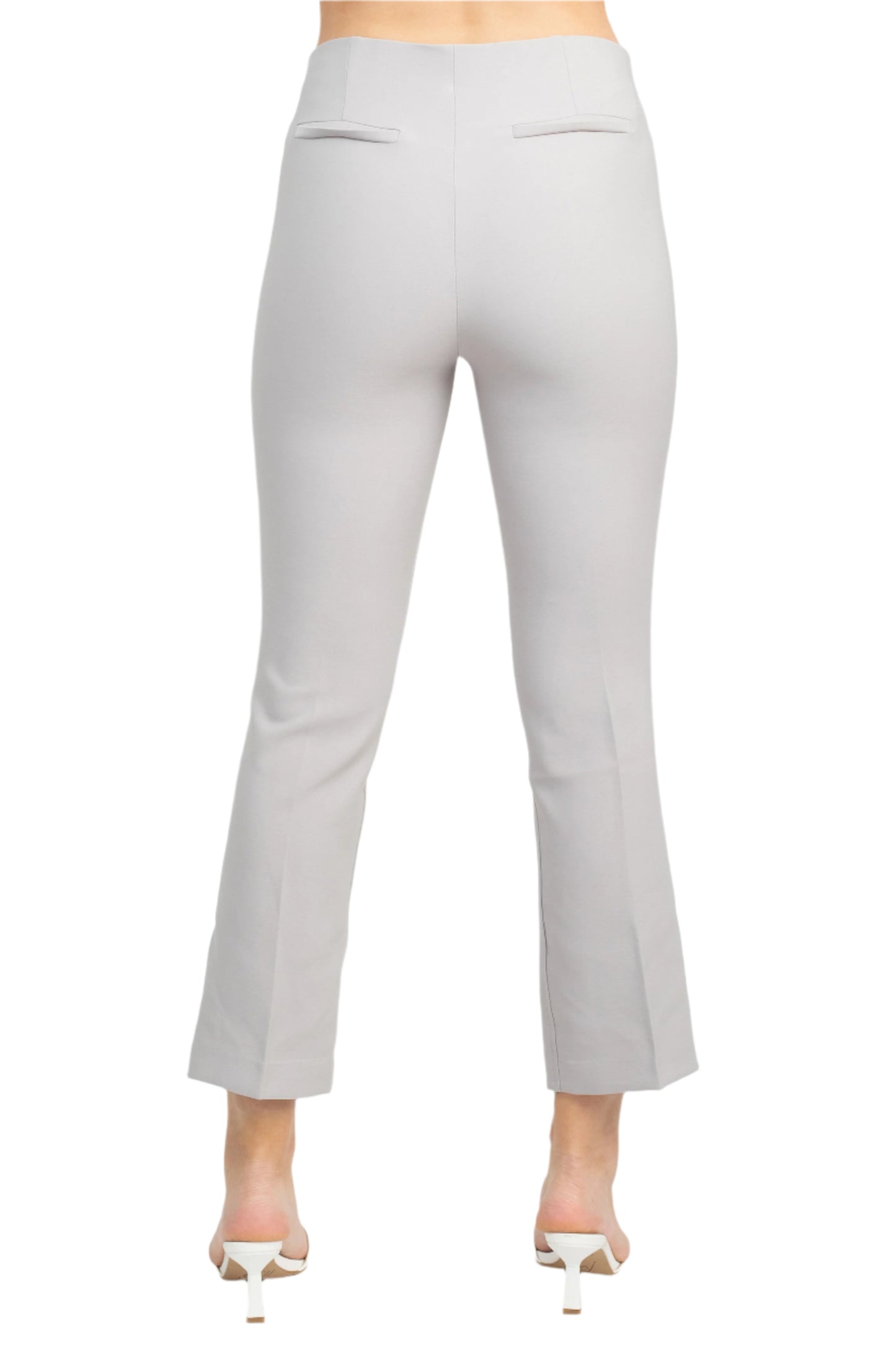 Adrianna Papell Mid Waist Pull On Solid Straight Pants - DOVE - BACK