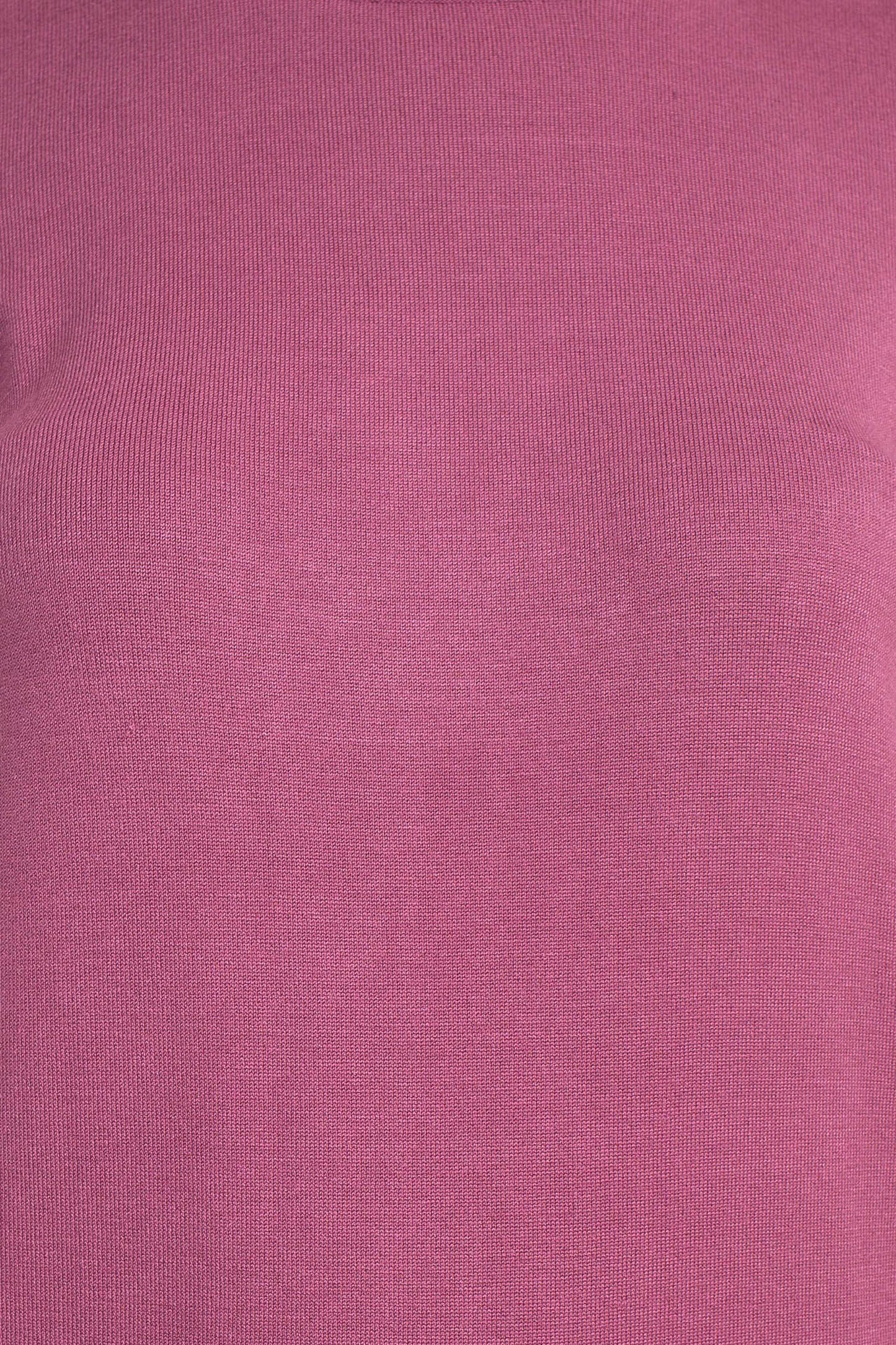 Adrianna Papell Crew Neck Short Sleeve Ruffled Shoulder Solid Knit Top - MULBERRY - Fabric