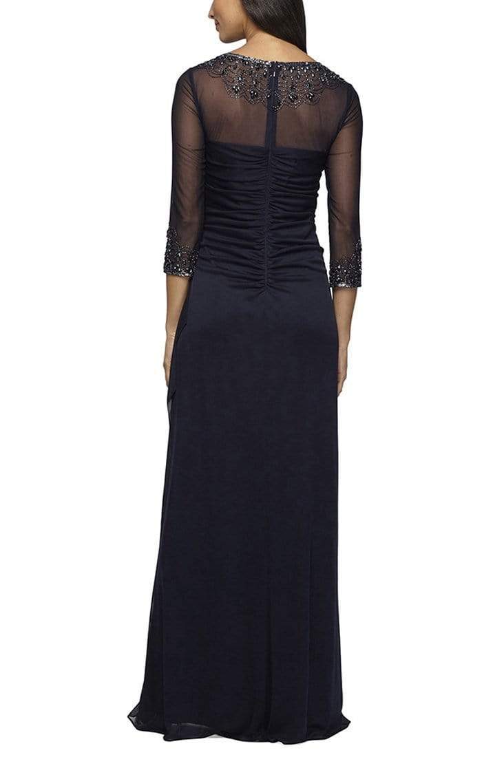 Beaded Sheer Sleeve Petite Dress Alex Evenings 232833