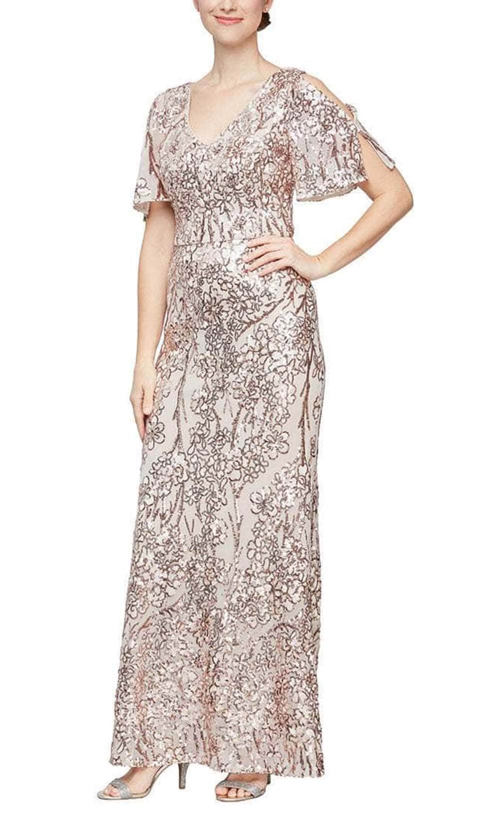 Caroline Flutter Sleeve Sequin Gown Alex Evenings 8196611
