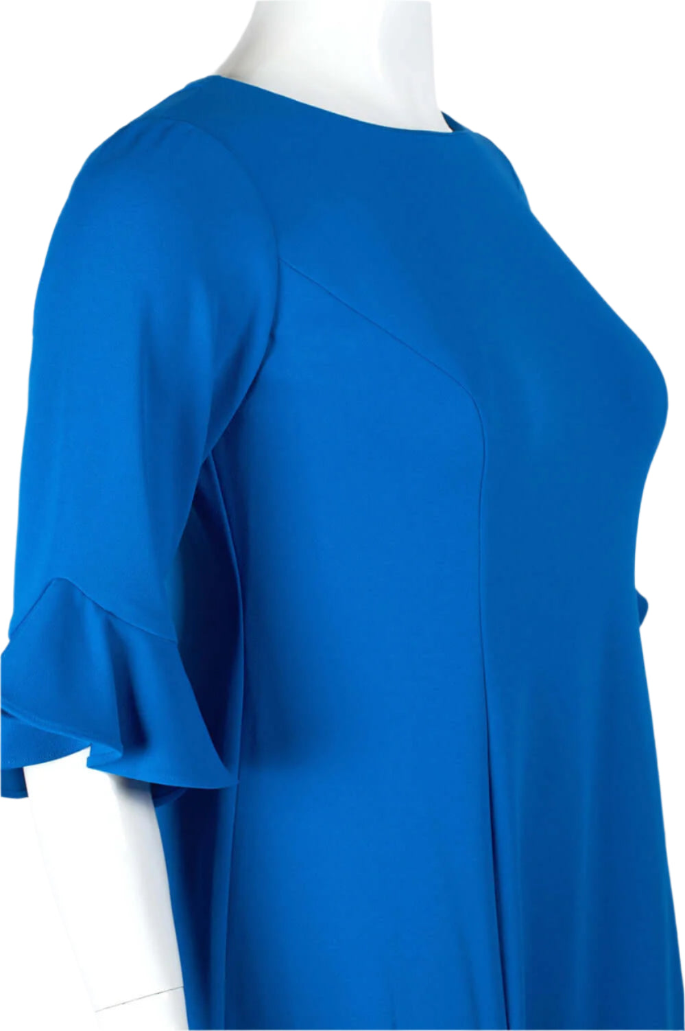 Adrianna Papell Crew Neck Circular Flounce Sleeve Zipper Back Flutter Solid Crepe Dress (Plus Size) - BLUE SAPPHIRE - side