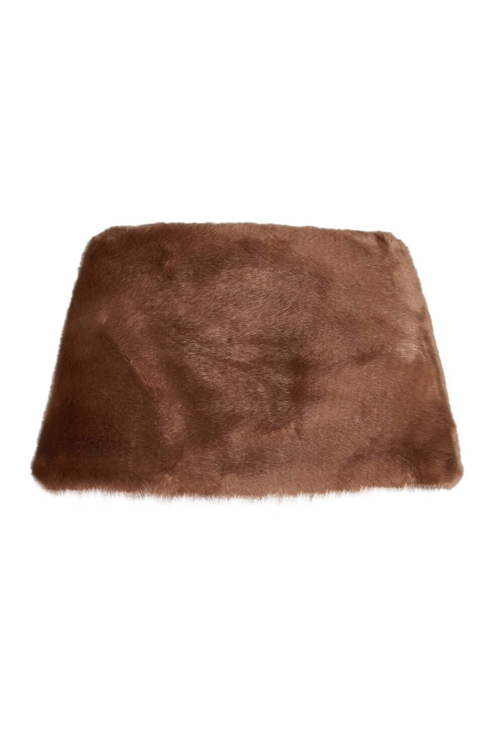 Adrianna Papell Faux Fur Shawl with Brooch - MINK - Back