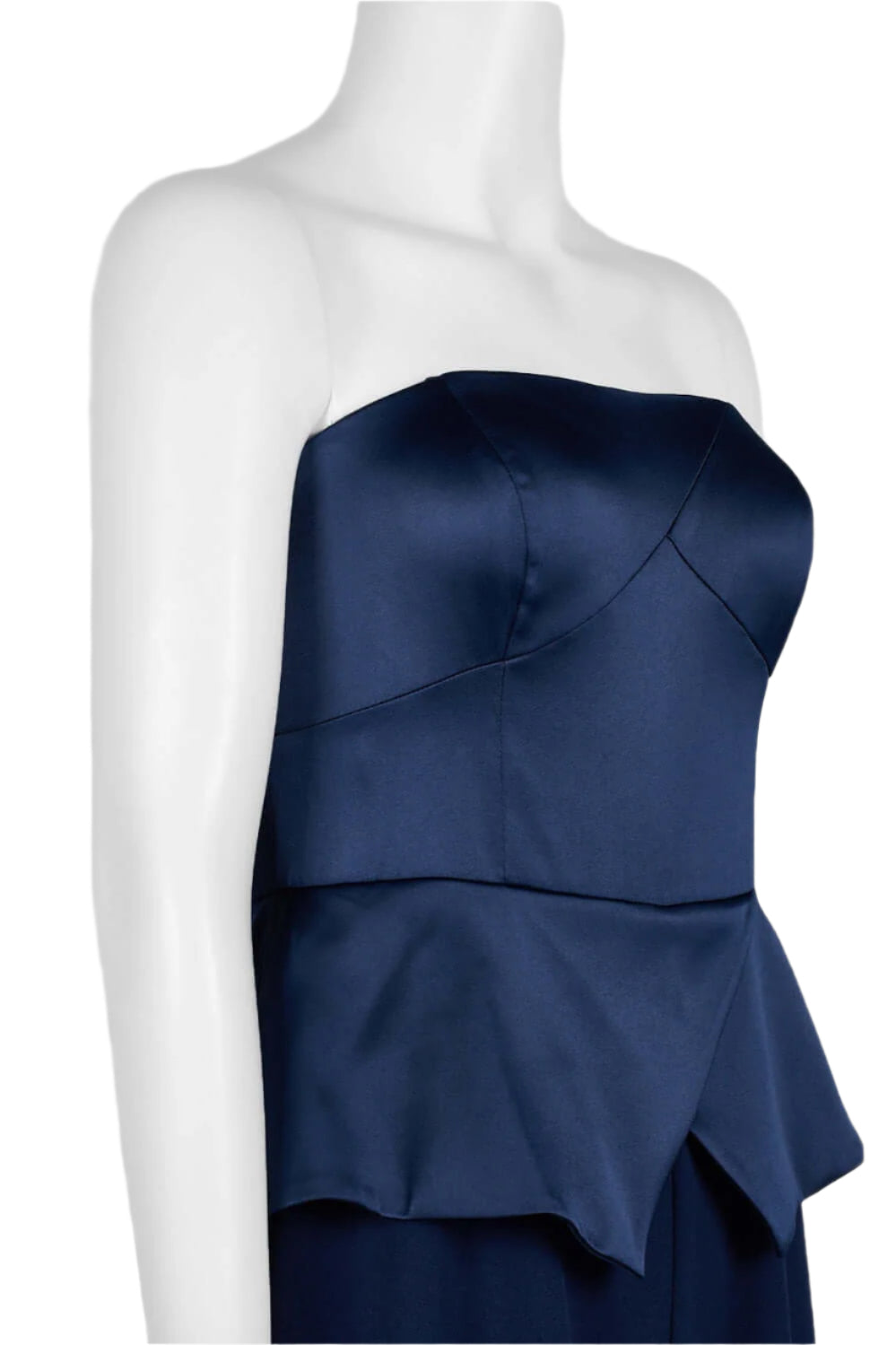 Adrianna Papell Strapless Popover Zipper Back Satin Stretch Crepe Jumpsuit - LIGHT NAVY - SIDE