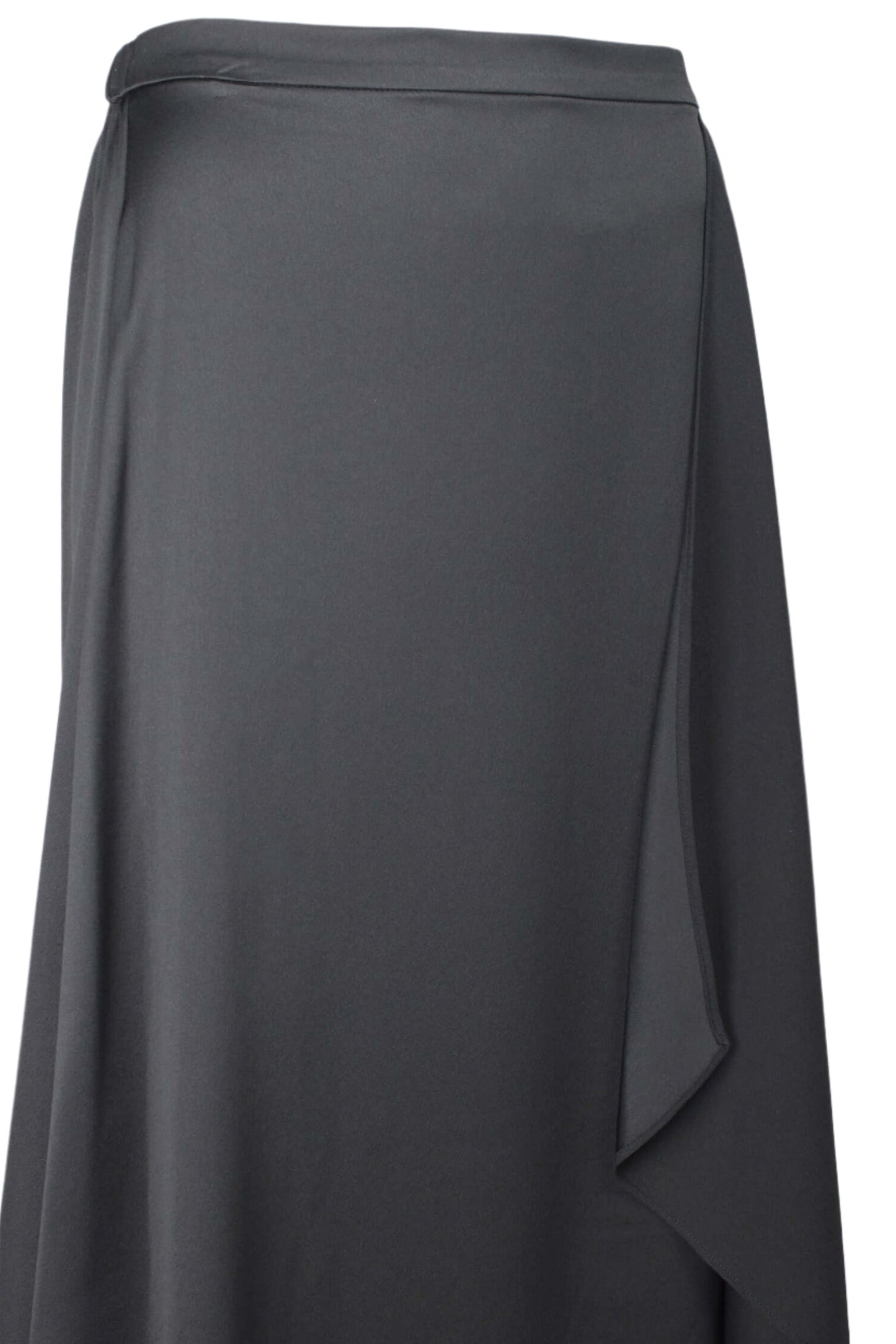 Adrianna Papell Mid Waist Slit Side Elastic Waist Draped Crepe Skirt - BLACK - Fabric