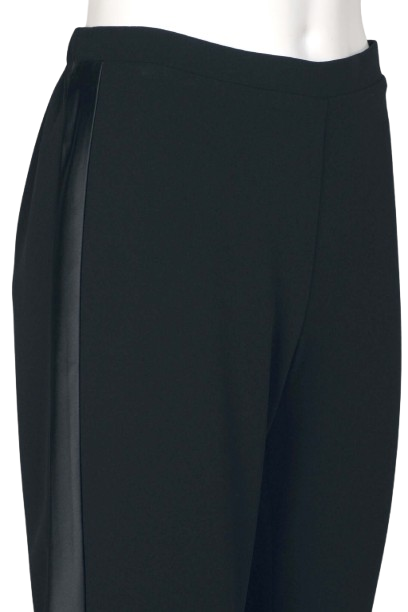 Adrianna Papell Elastic Back Mid Waist Solid Tuxedo Slim Pant - BLACK - Side