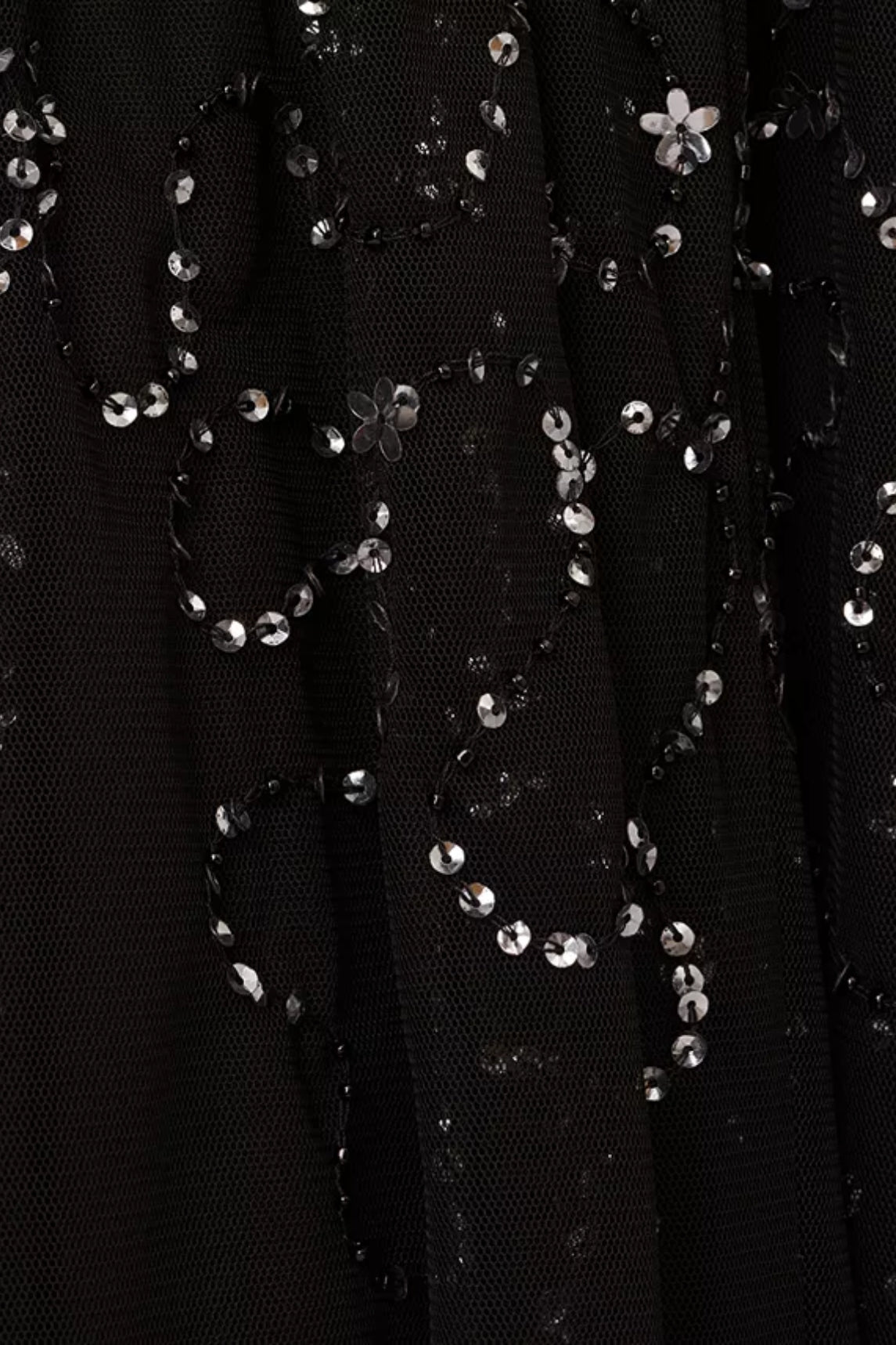 Adrianna Papell Beaded Mesh Midi Skirt - Wholesale - BLACK GUNMETAL - Fabric