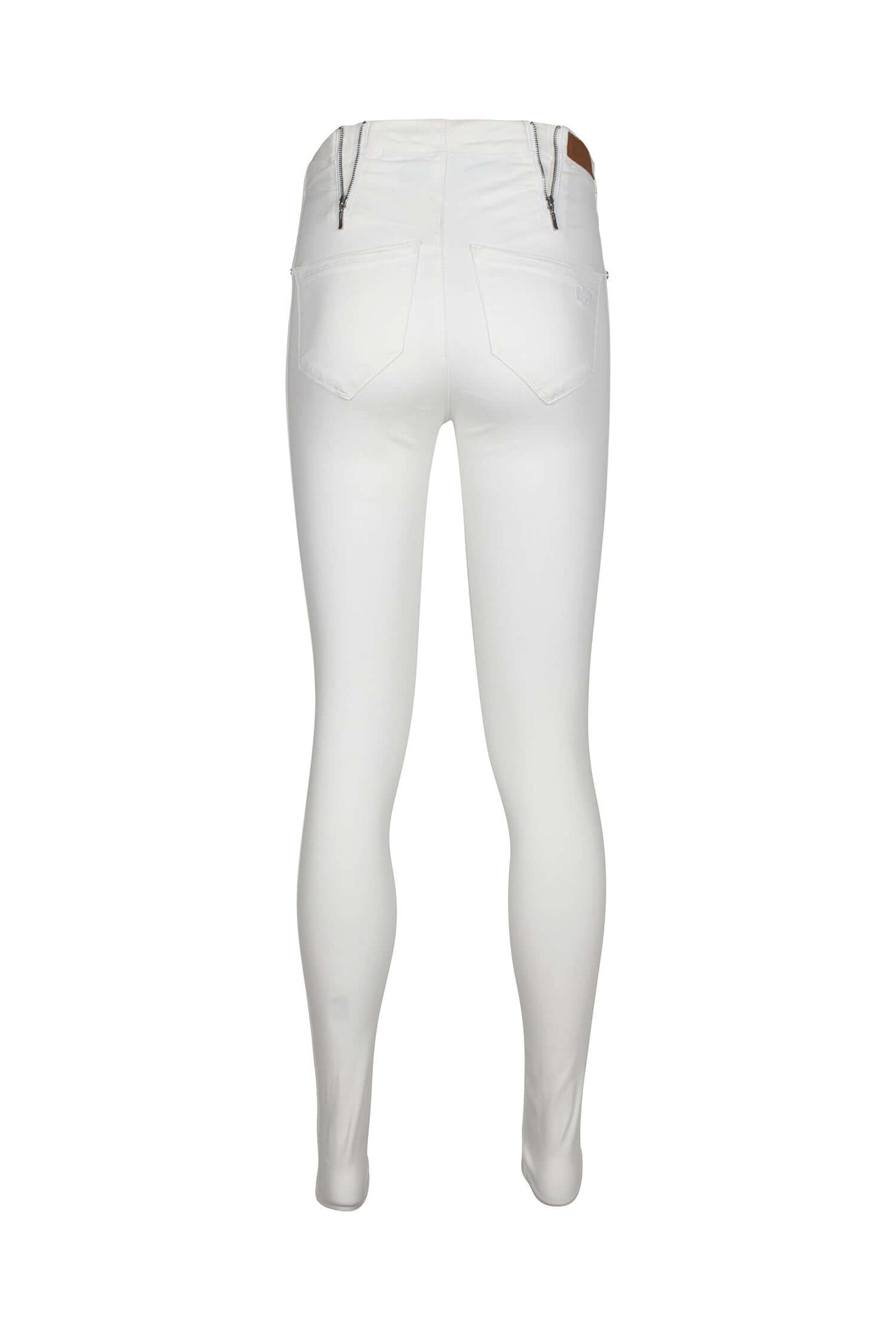 Cenia MId Waist Pockets Stretched Denim Jeans - WHITE - Back View