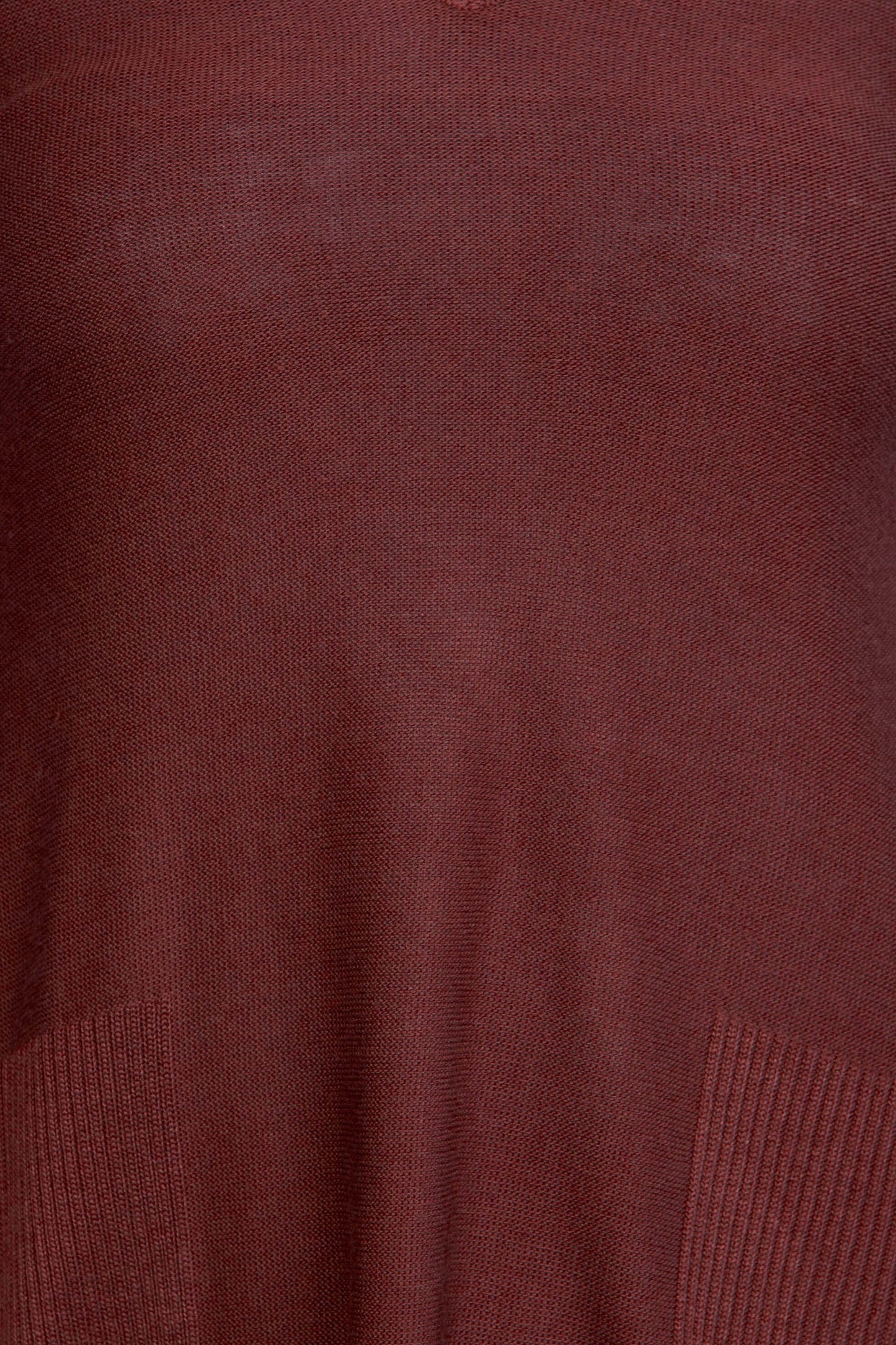 Cupio V-Neck Long Sleeve High Low Hem Knit Top - CURRANT CRUSH - Fabric