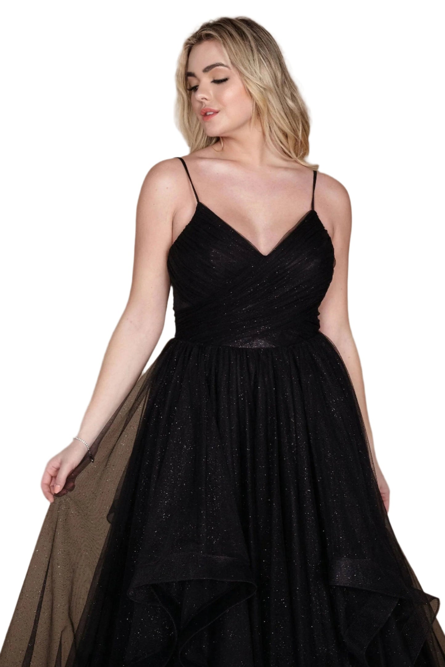 Dylan and Davids Sparkling Full-Length Formal Gown Ball Gown - BLACK - Fabric