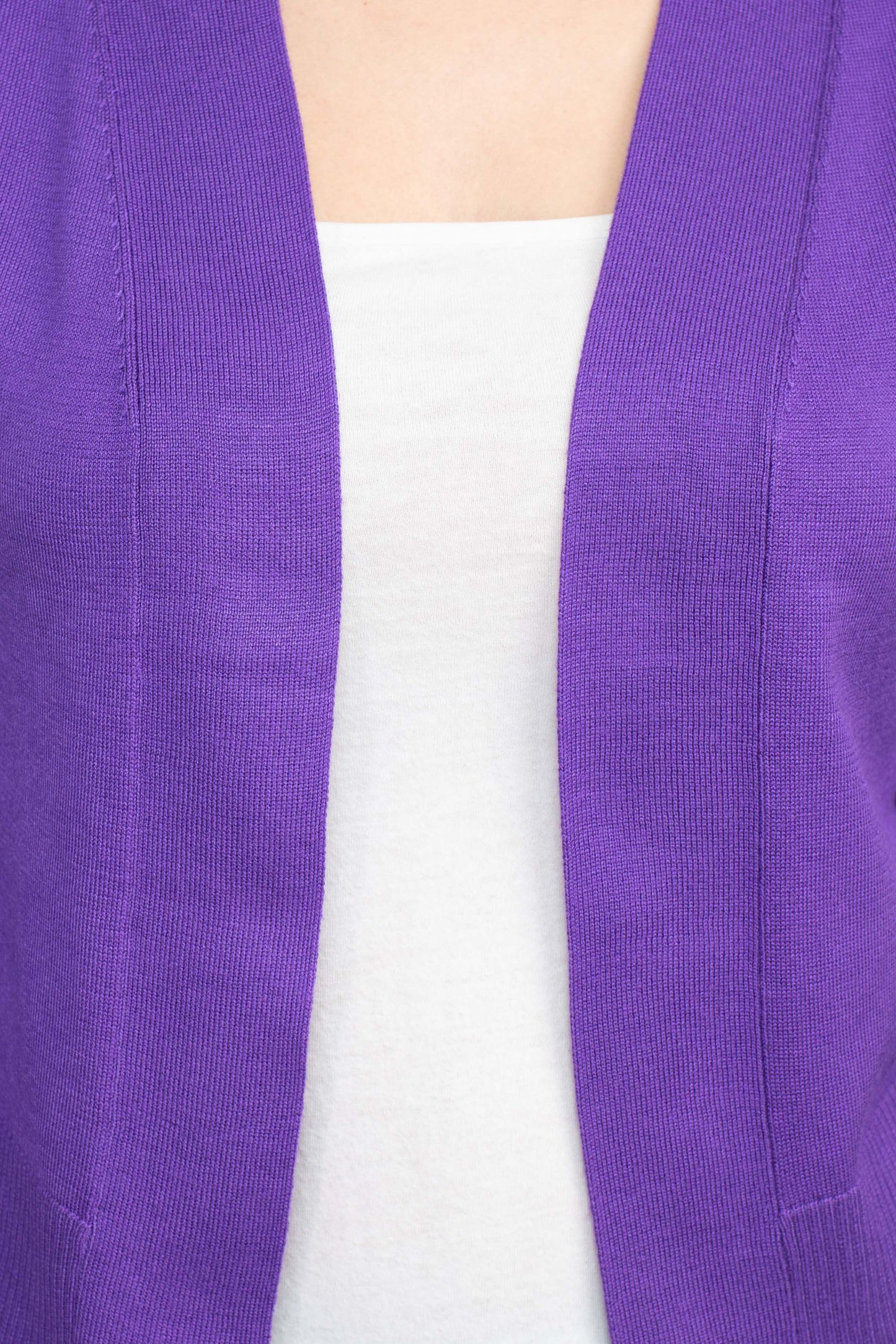 Eclectic Studio Open Front Long Sleeve Cropped Rayon Bolero - VIOLET - FABRIC