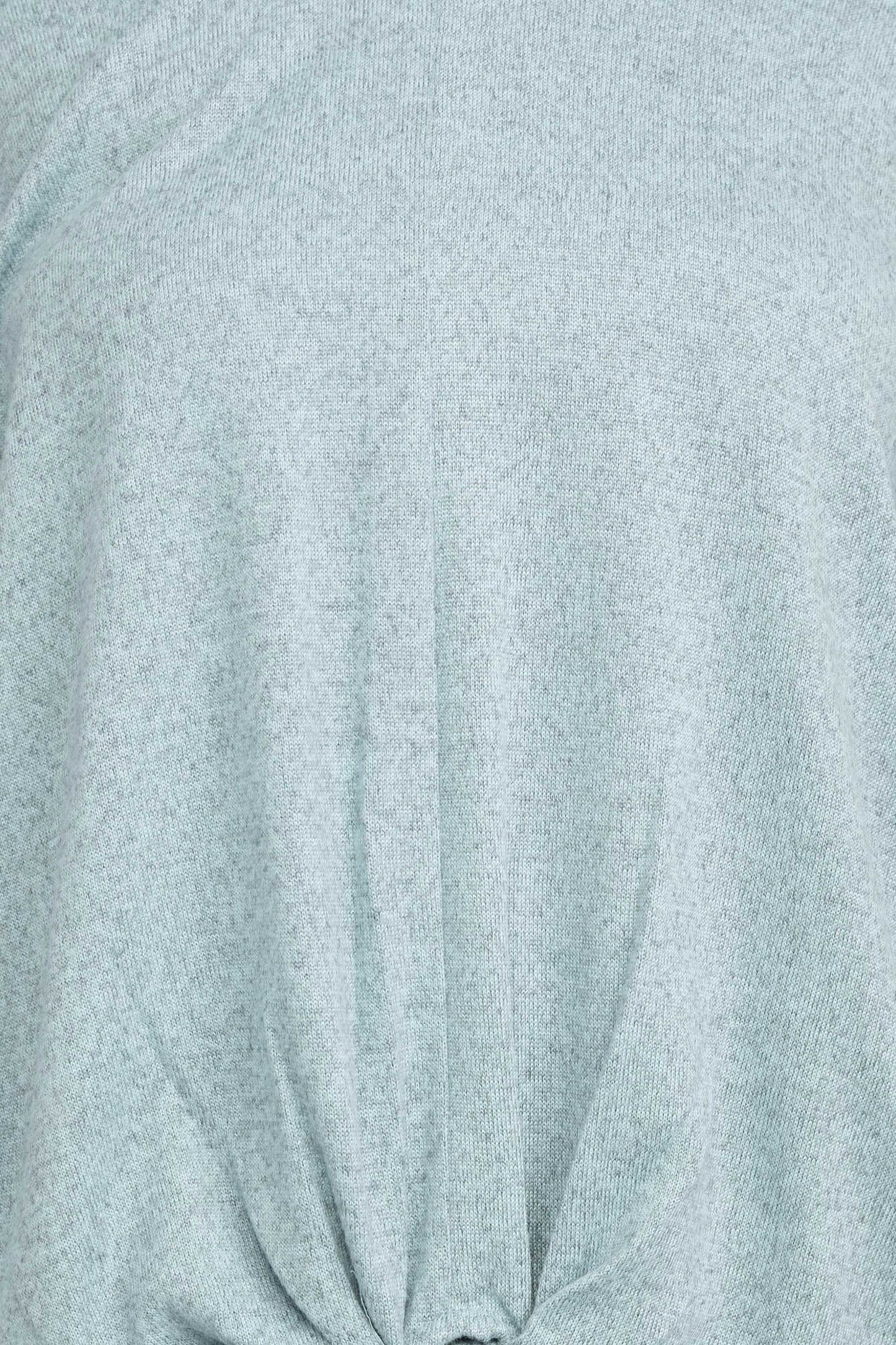 Tint + Shadow Boat Neck Long Sleeve Tie Front Hem Solid Knit Top - BLUE - Fabric