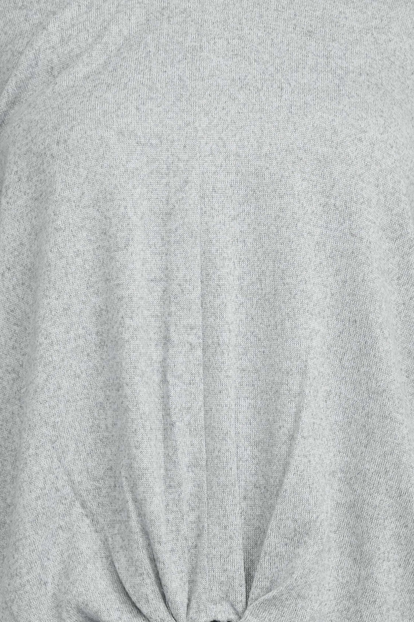 Tint + Shadow Boat Neck Long Sleeve Tie Front Hem Solid Knit Top - HEATHER GREY - Fabric