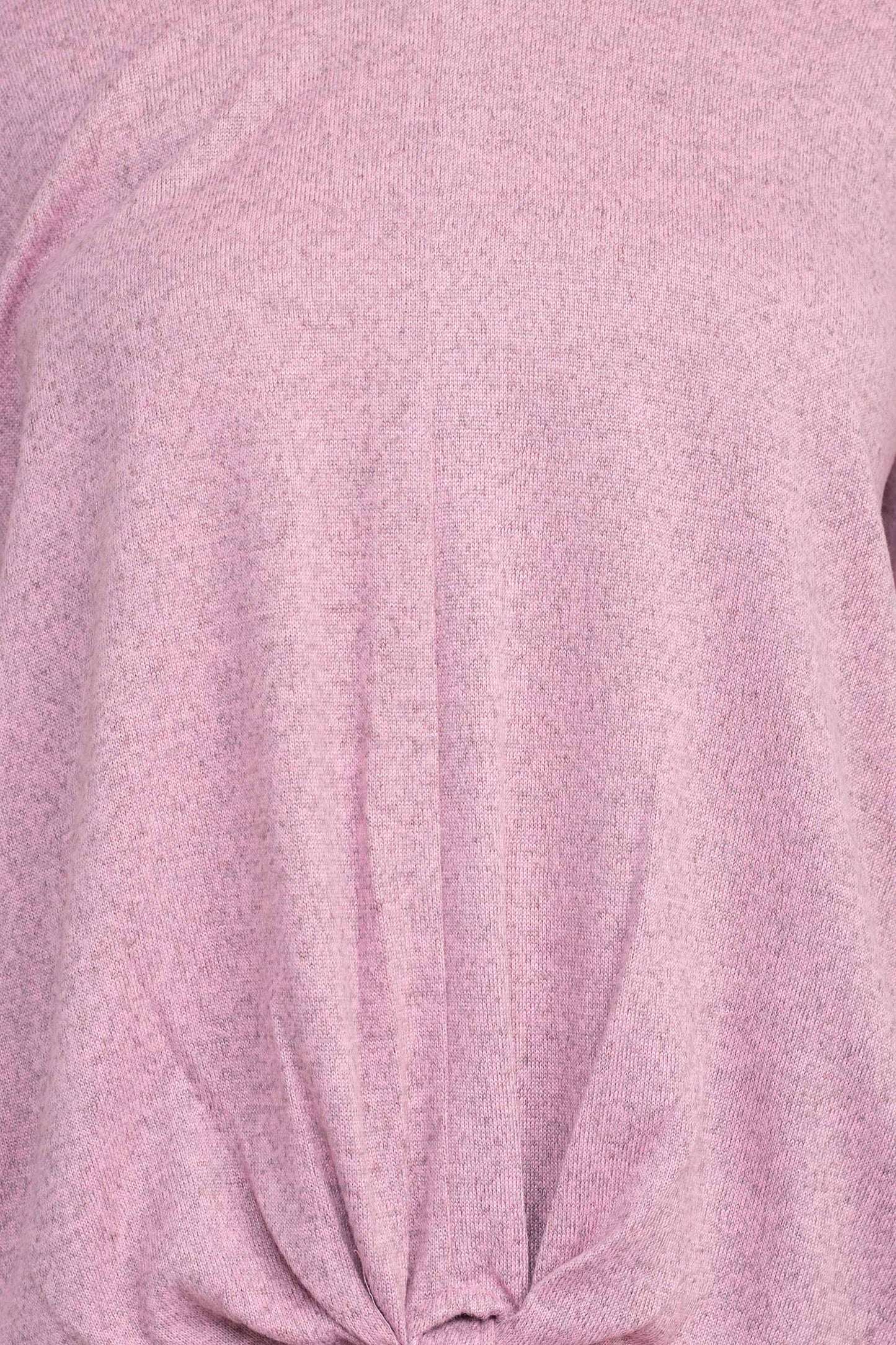 Tint + Shadow Boat Neck Long Sleeve Tie Front Hem Solid Knit Top - PINK - Fabric