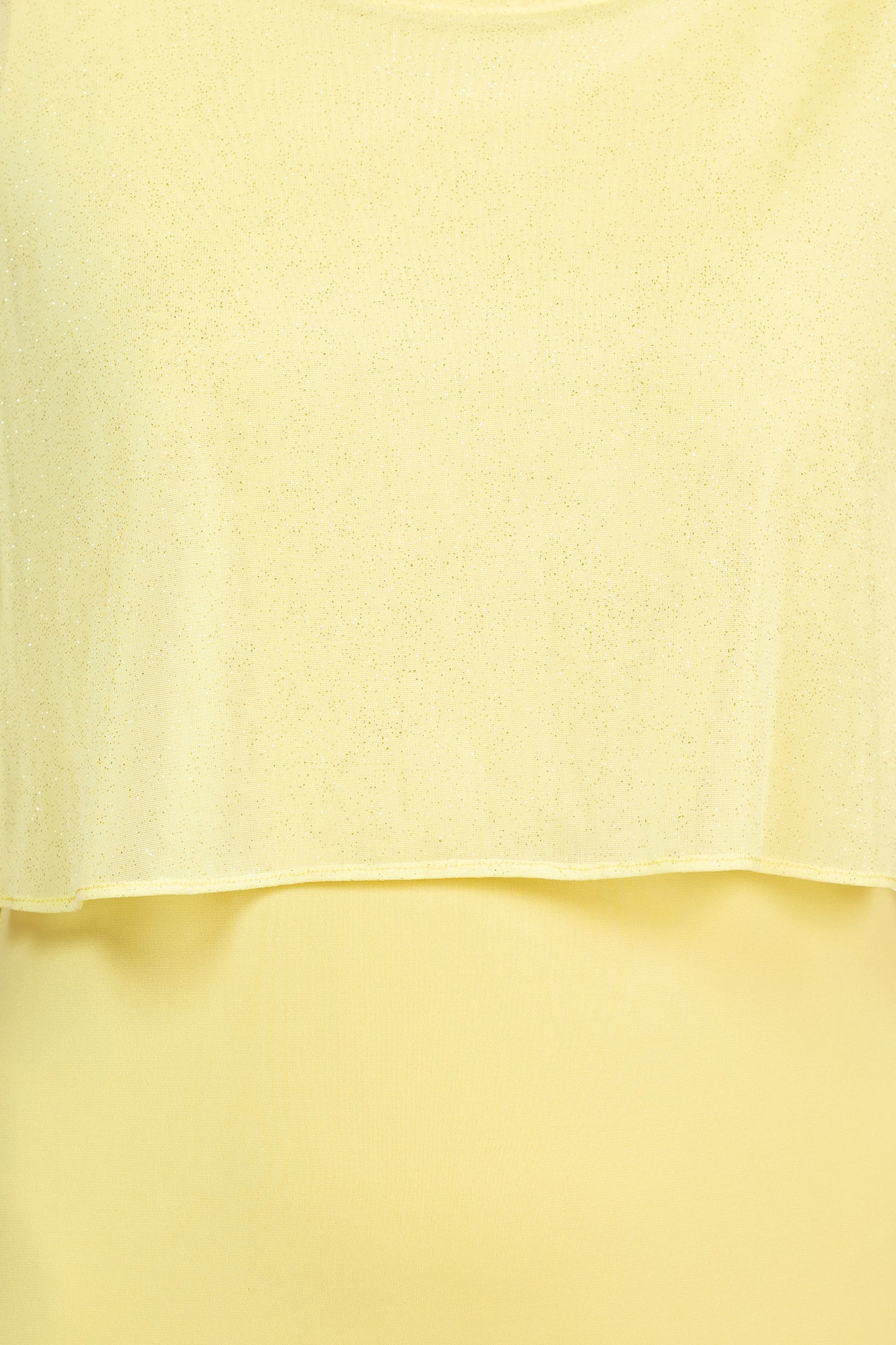 Glamour Scoop Neck Chiffon Cape Short Sleeve ITY Dress - BUTTER - fabric