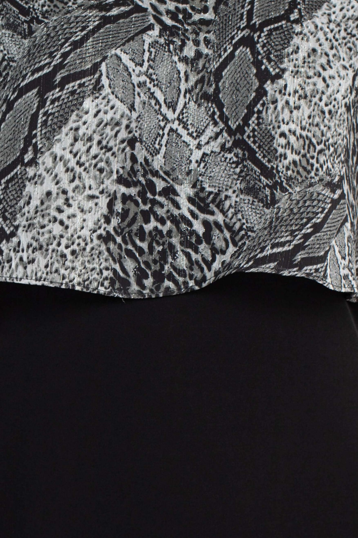 Glamour Nights Scoop Neck Animal Print Chiffon Cape Short Sleeve ITY Dress - BLACK IVORY - fabric