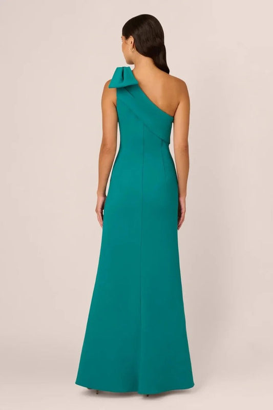 Stretch Crepe One Shoulder Mermaid Gown With Bow Accent Adrianna Papell AP1E210970 Wholesale