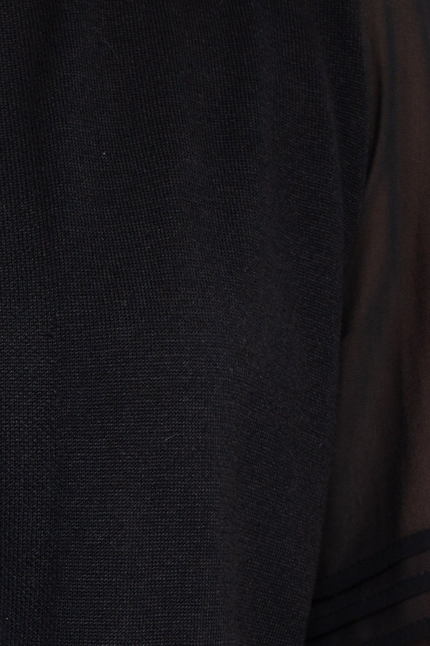 Nina Leonard Crew Neck Closure Knit Bodice 3/4 Chiffon Sleeve Solid Jacket - BLACK - Fabric