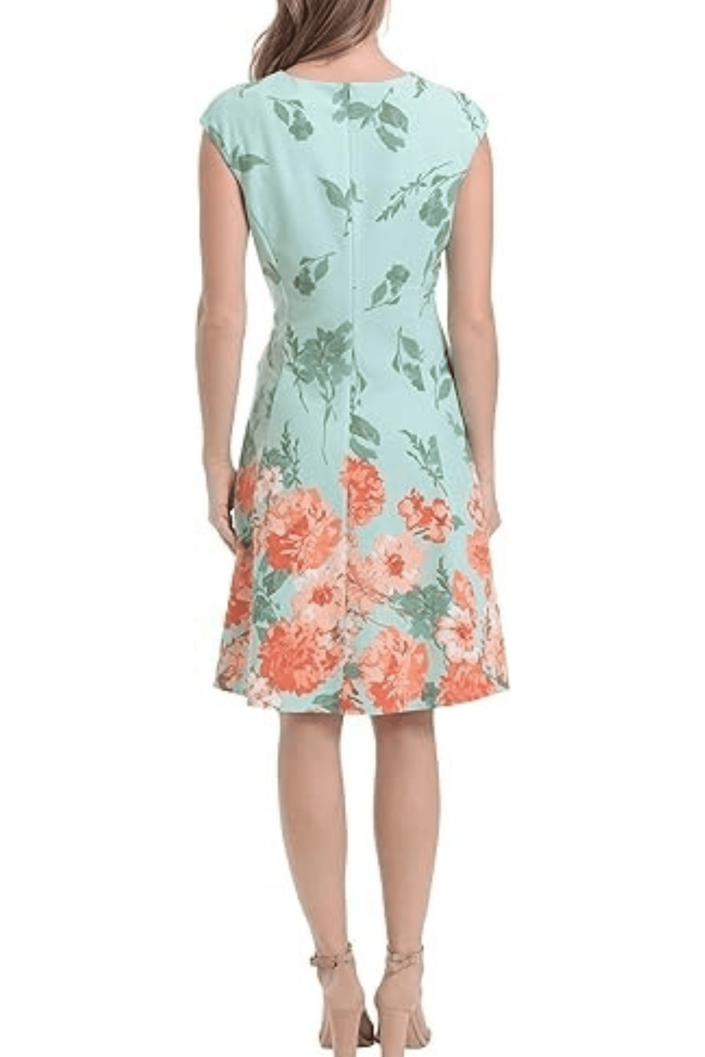 Jewel Neck Knee-Length Crepe Cocktail Fit & Flare Dress - London Times T6705M