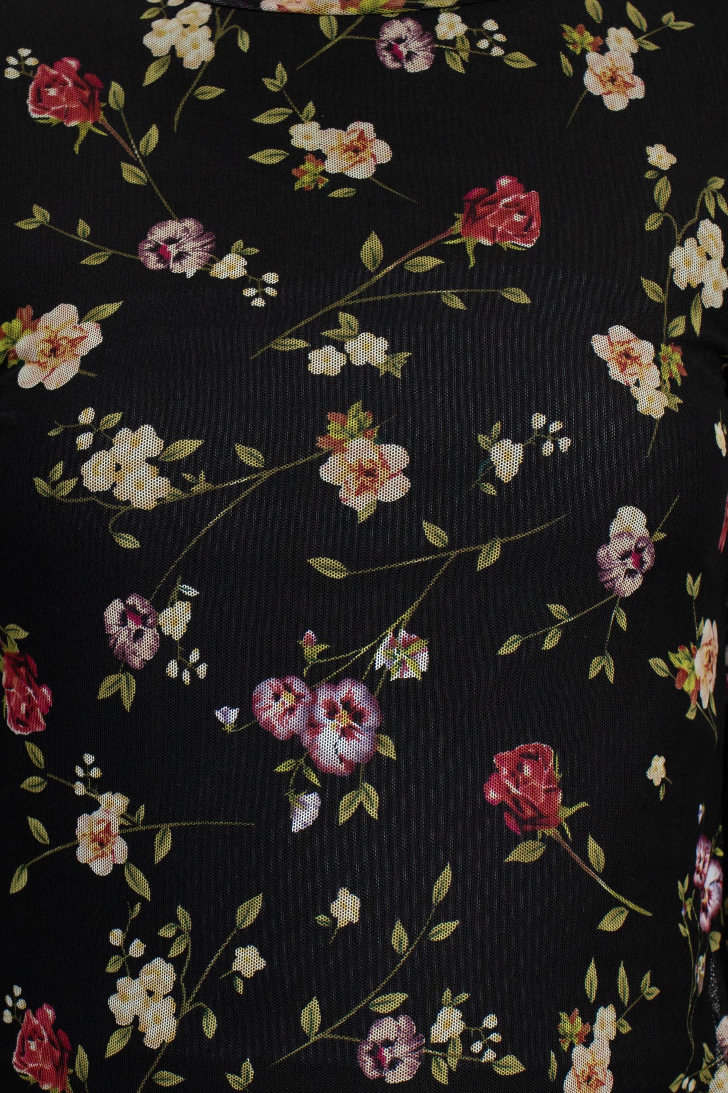 Catherine Malandrino Turtle Neck 3/4 Sleeves Top - FLORAL - Fabric