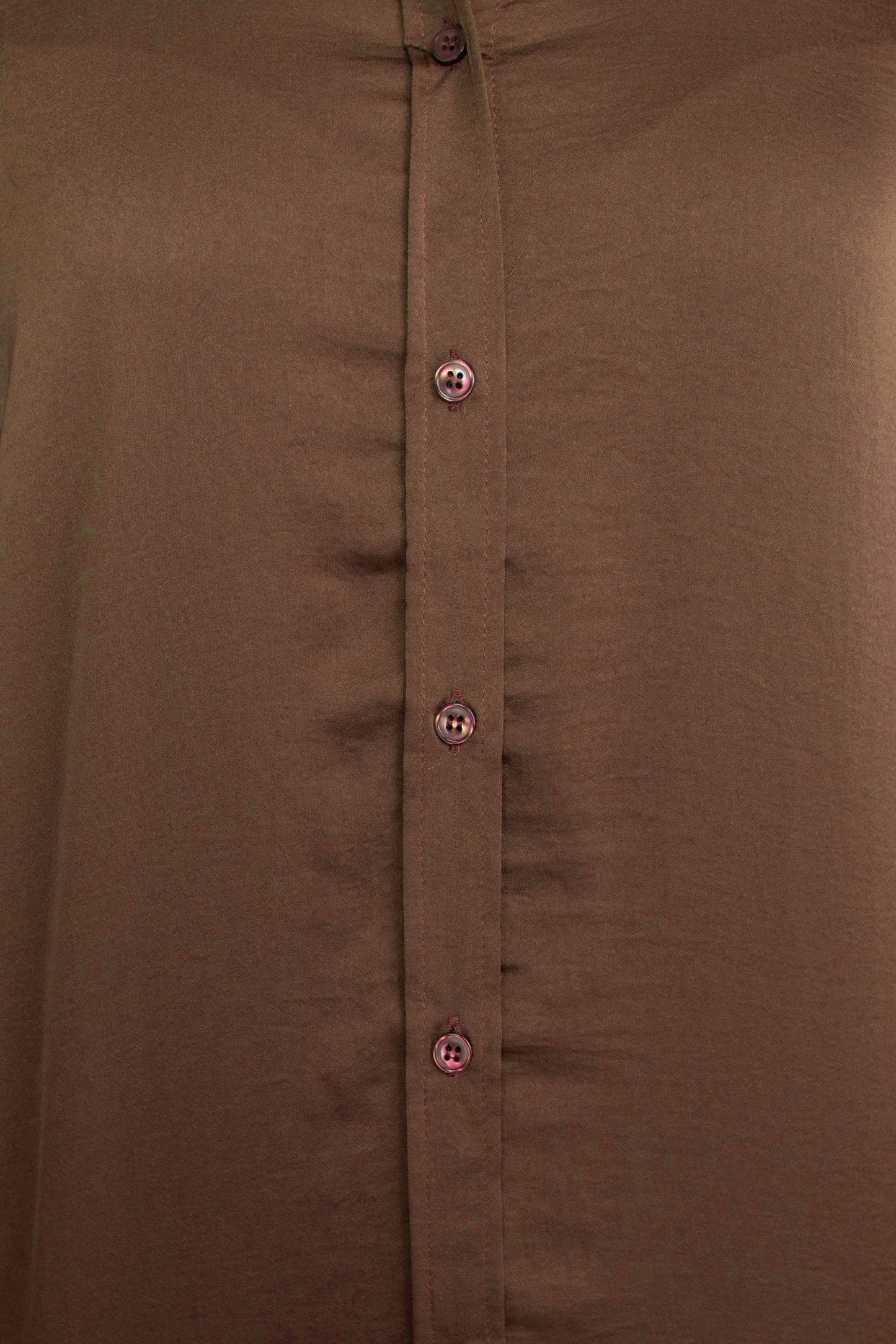 M Magaschoni Collar Neck Long Sleeve Front Button Detail Silk Top - WALNUT - Fabric