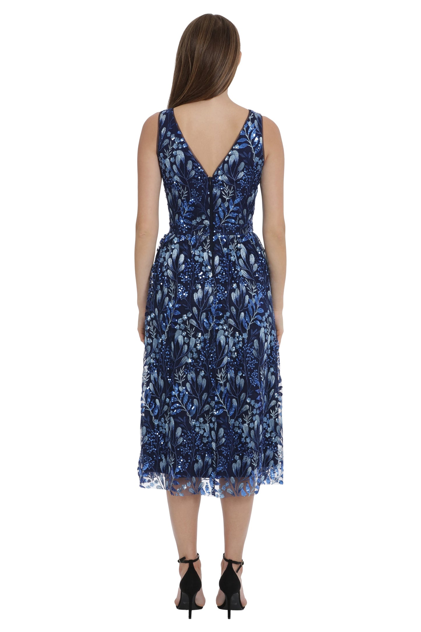 Embroidered Sequin Fit and Flare Dress Maggy London G5400M