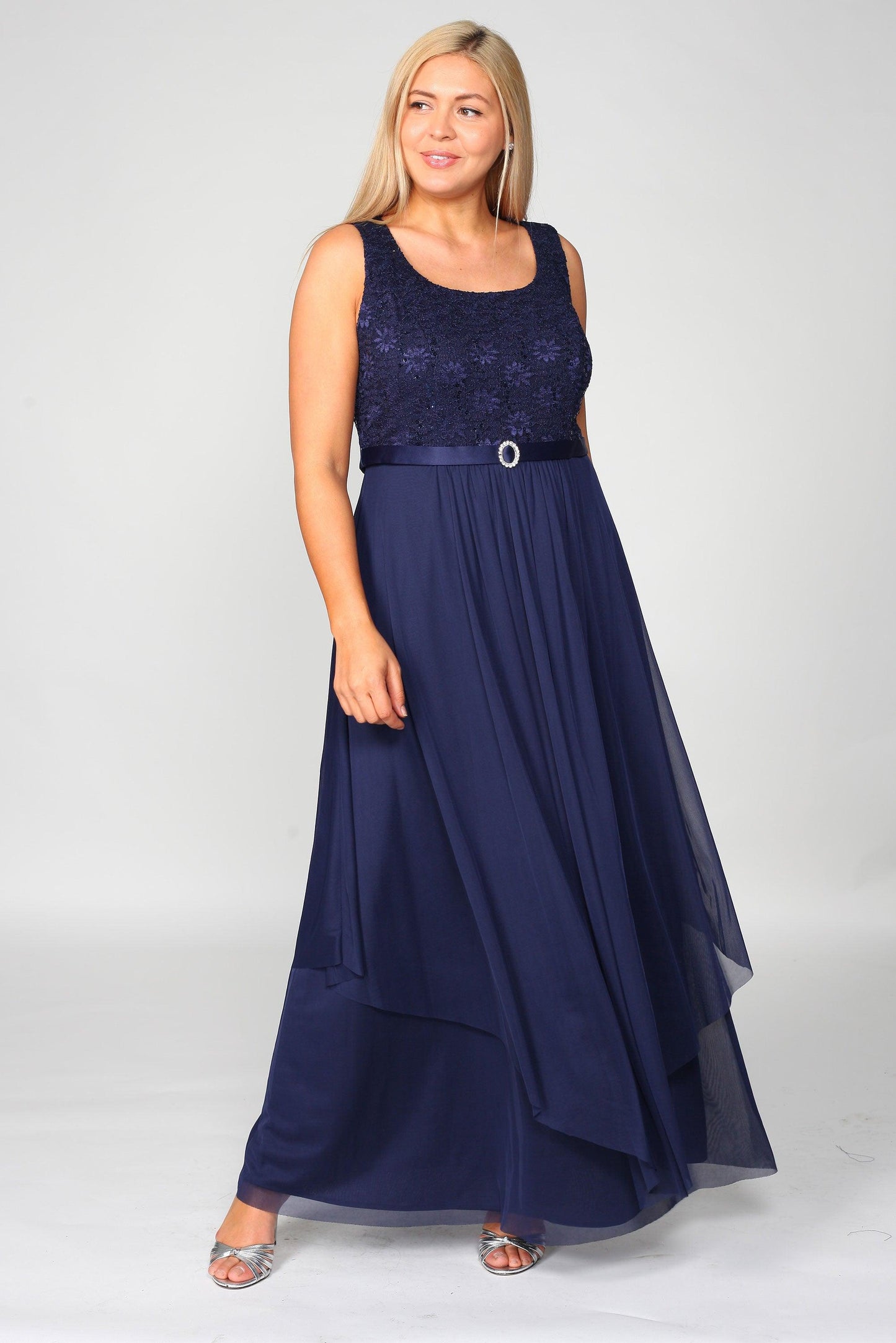 R&M Richards Long Mother of Bride Plus Size Jacket Dress 7300W - The Dress Outlet