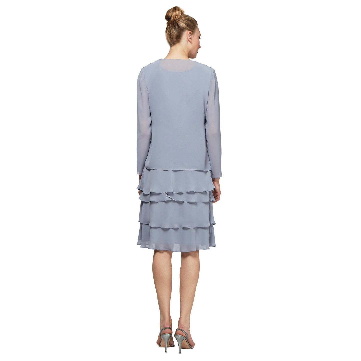 Short Beaded Tiered Jacket Dress SL Fashions 122372