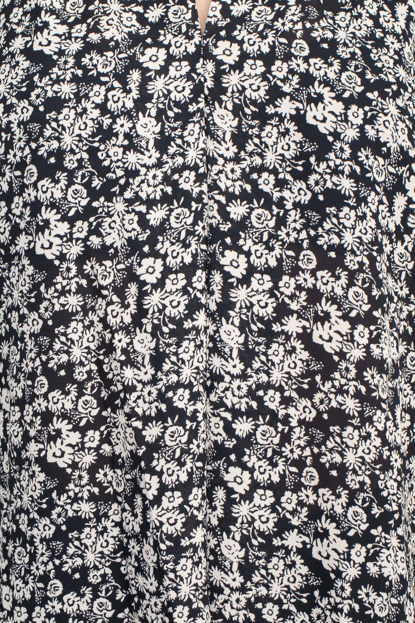 Floral + Ivy V-Neck Sleeveless Floral Print Slit Side Polyester Top - BLACK CREAM - fabric